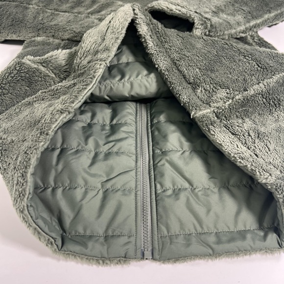 The North Face Jacket Womens Medium Green Reversible Fleece Long Hooded Coat - Picture 13 of 16